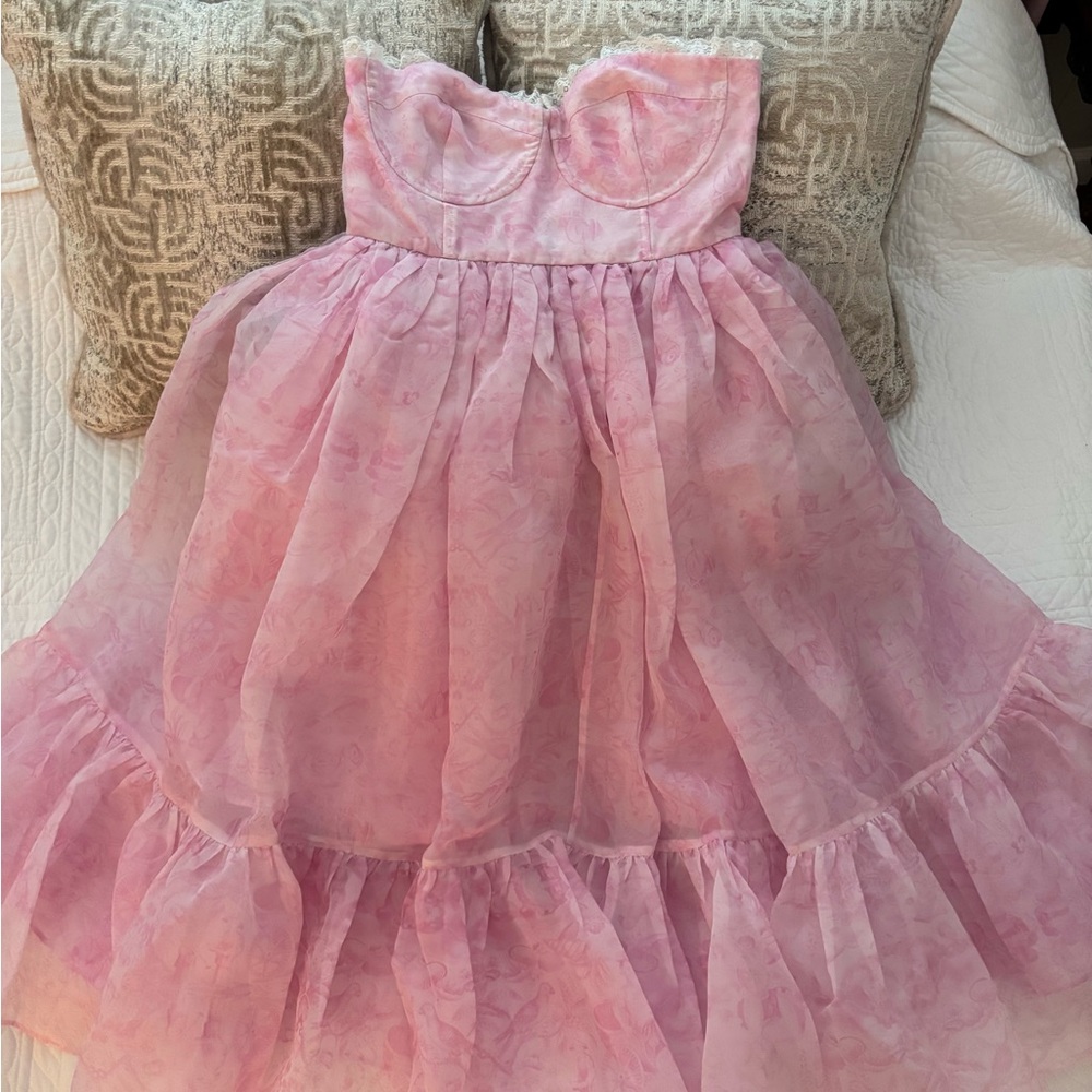 Selkie Pink Porcelain Corset French Puff Strapless Sweetheart Neckline
